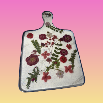 Planche à découper artisanale - fleurs séchées